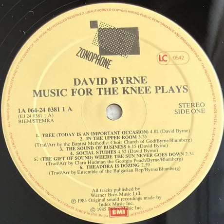 David Byrne - Music For The Knee Plays [LP][Zonophone] (USED)