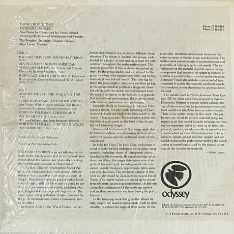 The Brandeis University Chamber Chorus, Alvin Lucier - Extended Voices [LP][Odyssey] (USED)