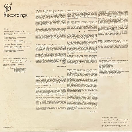 Giacinto Scelsi / Iannis Xenakis / Philip Glass , Paul Zukofsky - Anahit / Mikka / Mikka “S”