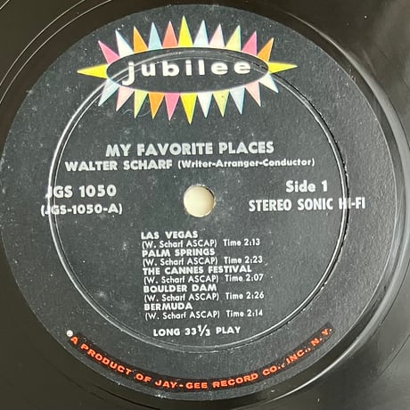 Walter Scharf - My Favorite Places [LP][Jubilee] (USED)