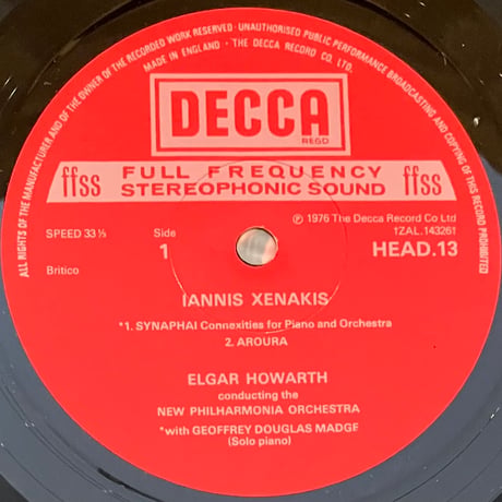 Xenakis - Synaphai / Aroura / Antikhthon [LP][Decca] (USED)