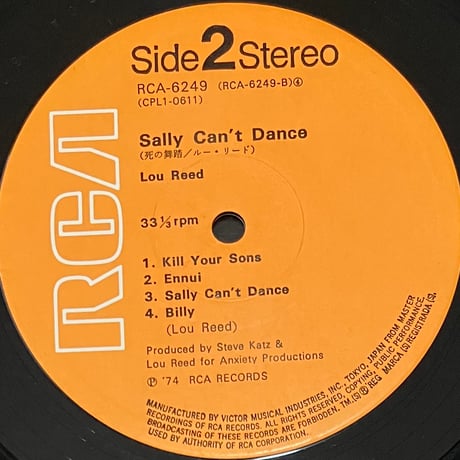 Lou Reed - Sally Can't Dance = 死の舞踏 [LP][RCA] (USED)
