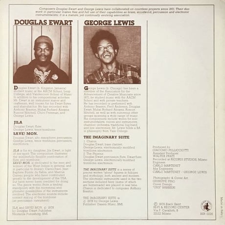 George Lewis / Douglas Ewart - Jila - Save ! Mon. - The Imaginary Suite [LP][Black Saint]
