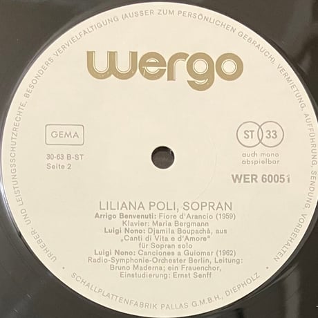 Liliana Poli - Soprano [LP][Wergo] (USED)