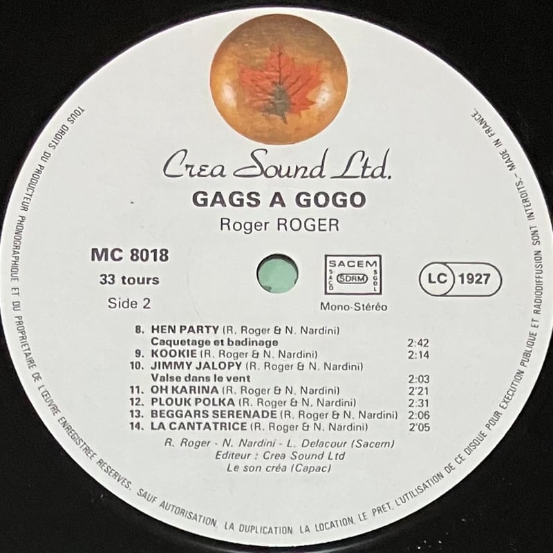 Roger Roger - Gags A Gogo エクスペリメンタル Roger Roger - Gags A Gogo [LP][Crea Sound Ltd.]