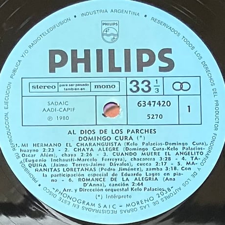 Domingo Cura - Al Dios De Los Parches [LP][Philips] (USED)
