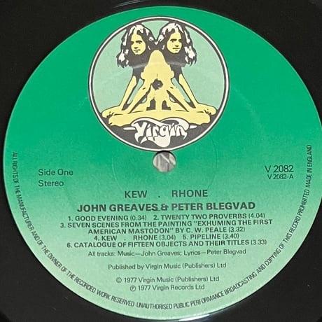 John Greaves, Peter Blegvad, Lisa Herman - Kew. Rhone. [LP][Virgin] (USED)