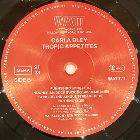 Carla Bley - Tropic Appetites [LP][WATT] (USED)