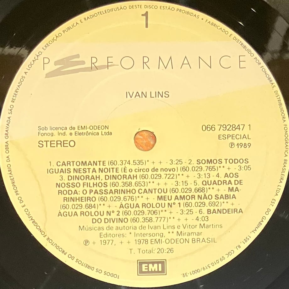 Ivan Lins - Performance [LP][EMI] (USED) | FunT...