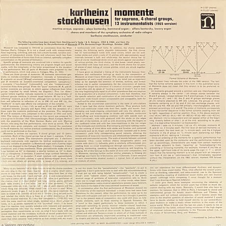 Karlheinz Stockhausen - Momente (1965 Version) [LP][Nonesuch] (USED)