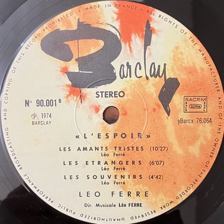 Leo Ferre - L'espoir [LP][Barclay] (USED)