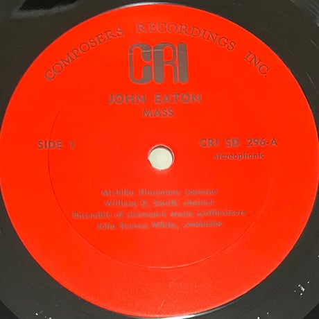 John Eaton - Mass / Blind Man's Cry / Concert Music For Solo Clarinet [LP]