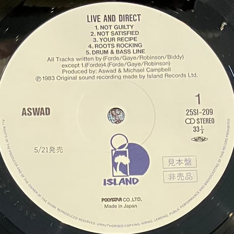 Aswad - Live And Direct [LP][Island Records] (USED)