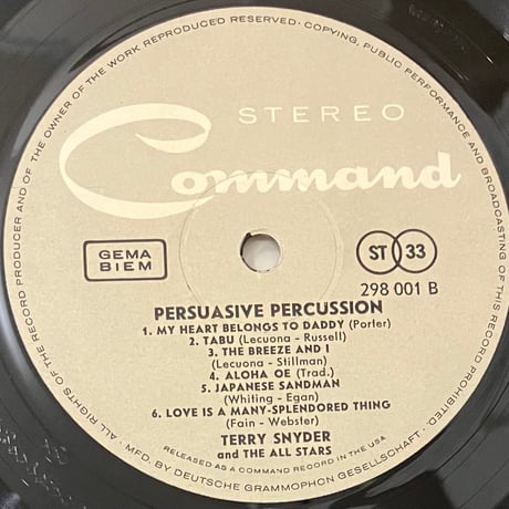 Terry Snyder And The All Stars - Persuasive Percussion [LP][Command] (USED)