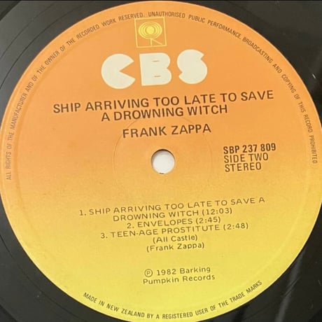 Zappa - Ship Arriving Too Late To Save A Drowning Witch [LP][CBS] (USED)