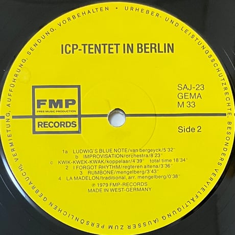 I.C.P.-Tentet - I.C.P.-Tentet In Berlin [LP][FMP] (USED)