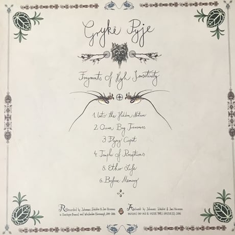 Gryke Pyje - Fragments Of High Sensitivity [LP][Ikuisuus] (USED)
