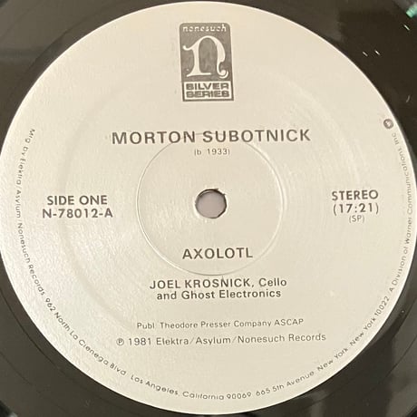 Morton Subotnick - Axolotl / The Wild Beasts [LP][Nonesuch] (USED)