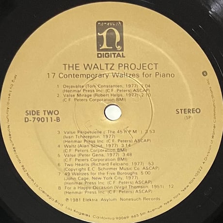 Various - The Waltz Project (17 Contemporary Waltzes For Piano) [LP][Nonesuch] (USED)