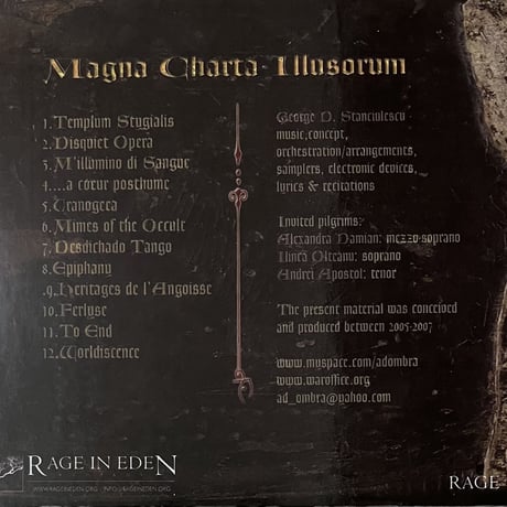 Ad Ombra - Magna Charta Illusorum [CD][Rage In Eden] (USED)