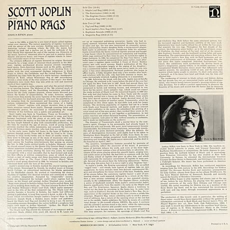 Scott Joplin, Joshua Rifkin - Piano Rags By Scott Joplin [LP][Nonesuch] (USED)