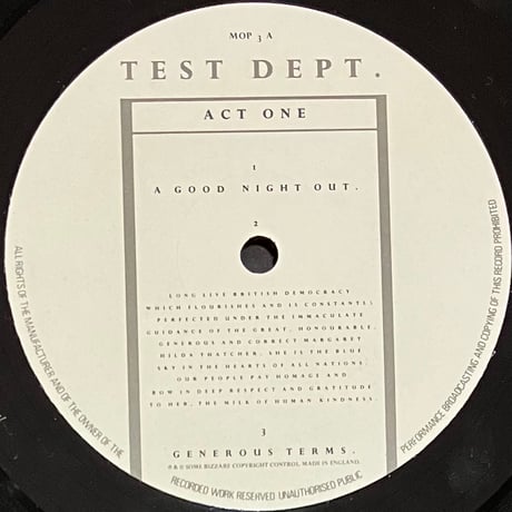 Test Dept. - A Good Night Out [LP][Ministry Of Power] (USED)