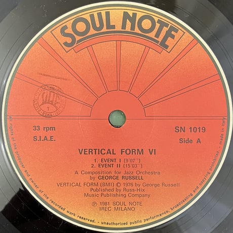 George Russell - Vertical Form VI [LP][Soul Note] (USED)