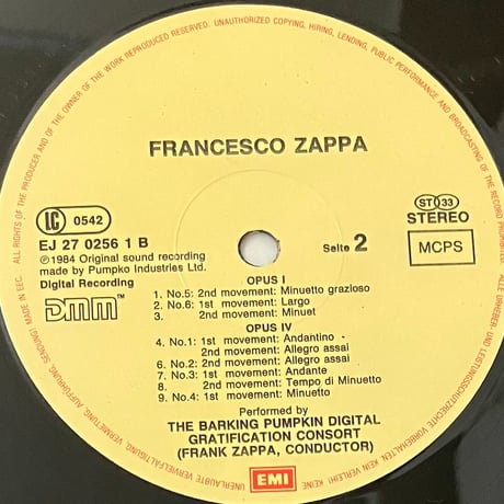 Francesco Zappa Performed By The Barking Pumpkin Digital Gratification Consort , 〜 [LP]
