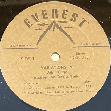 John Cage With David Tudor - Variations IV [LP][Everest] (USED)
