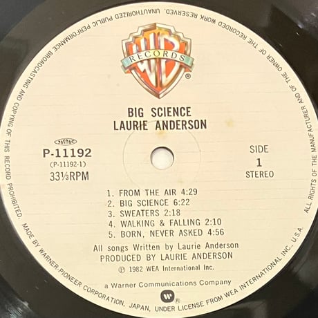 Laurie Anderson - Big Science [LP][Warner Bros. Records] (USED)