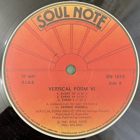 George Russell - Vertical Form VI [LP][Soul Note] (USED)