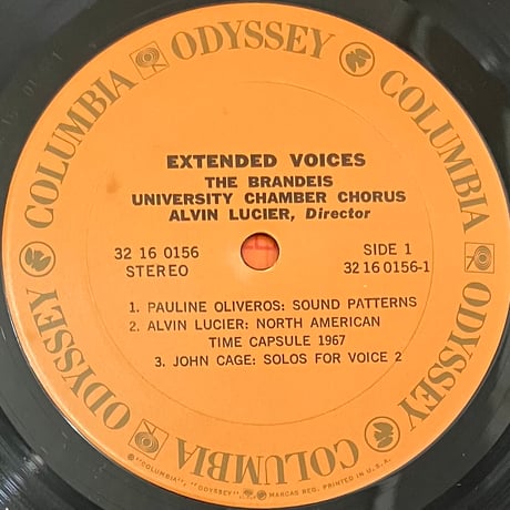 The Brandeis University Chamber Chorus, Alvin Lucier - Extended Voices [LP][Odyssey] (USED)
