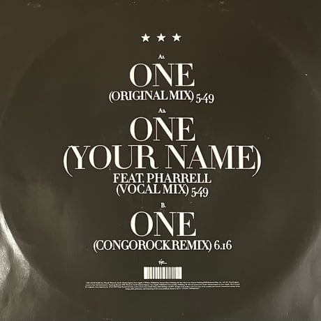 Swedish House Mafia Featuring Pharrell - One [12][Virgin] (USED)
