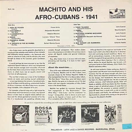 Machito And His Afro-Cubans - 1941 [LP][Palladium Latin Jazz & Dance Records] (USED)