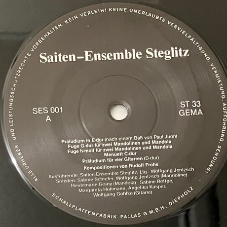 Das Saiten-Ensemble Steglitz Leitung: Wolfgang Jentzsch Rudolf Frohs - Kompositionen 〜