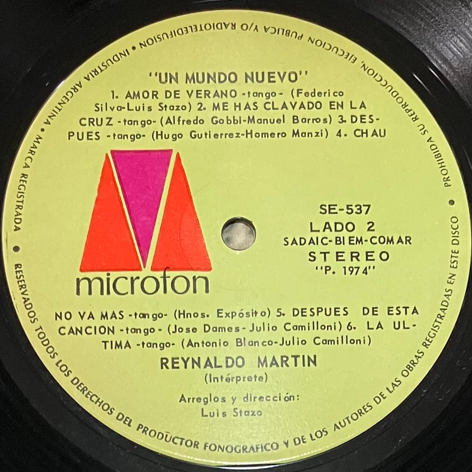 Reynaldo Martin - Un Mundo Nuevo [LP][Microfon]...