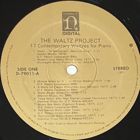 Various - The Waltz Project (17 Contemporary Waltzes For Piano) [LP][Nonesuch] (USED)