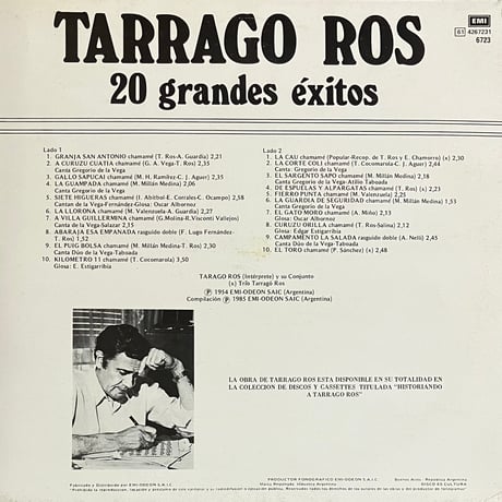 Tarrago Ros - 20 Grandes Exitos [LP][EMI] (USED)