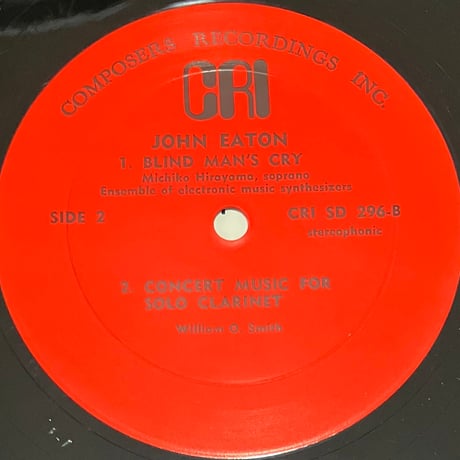 John Eaton - Mass / Blind Man's Cry / Concert Music For Solo Clarinet [LP]