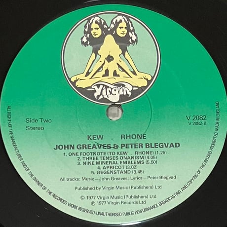 John Greaves, Peter Blegvad, Lisa Herman - Kew. Rhone. [LP][Virgin] (USED)
