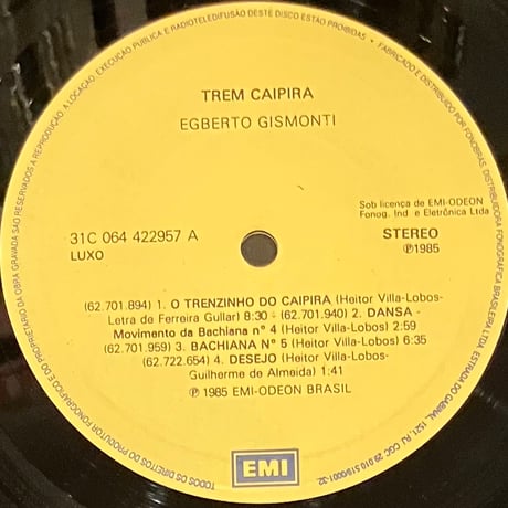 Egberto Gismonti - Trem Caipira [LP][EMI] (USED)