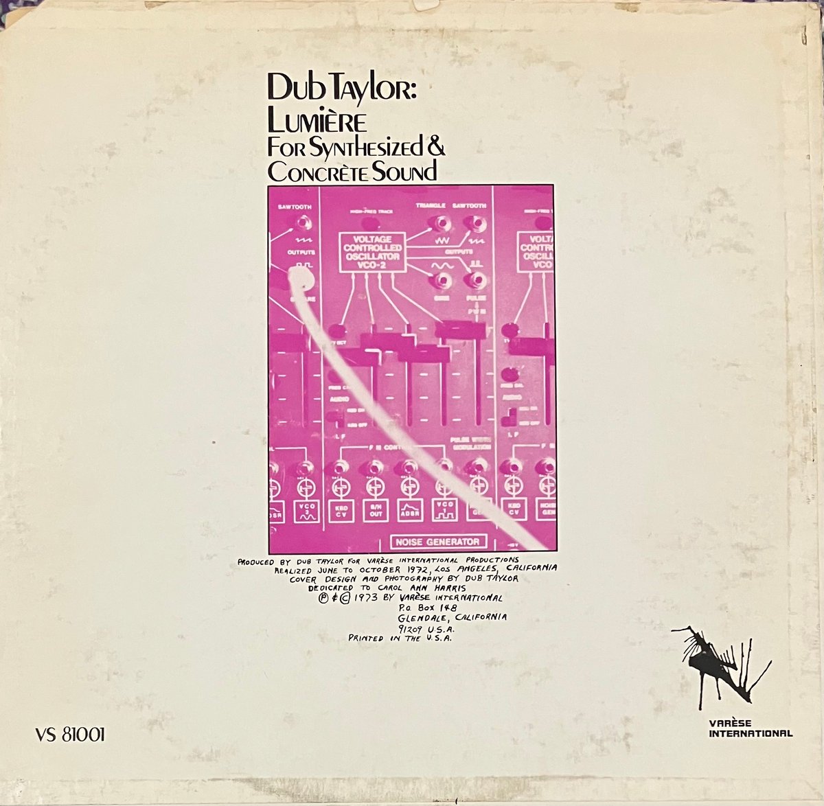 その他 Dub Taylor \"Lumiere for Synthesized & Co Dub Taylor – Lumière For Synthesized & Concrète Sound