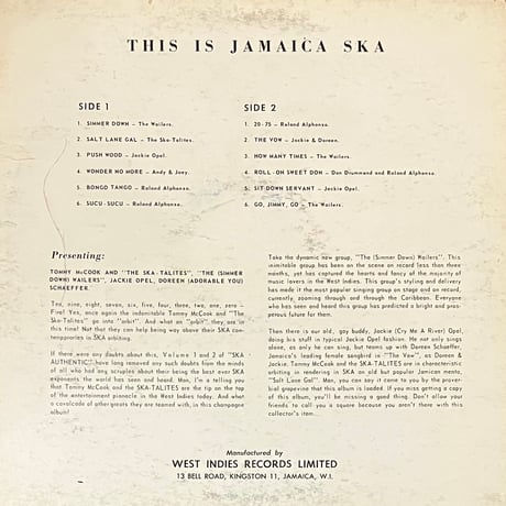 Various - This Is Jamaica Ska - Presenting The Ska-Talites [LP][Studio One] (USED)