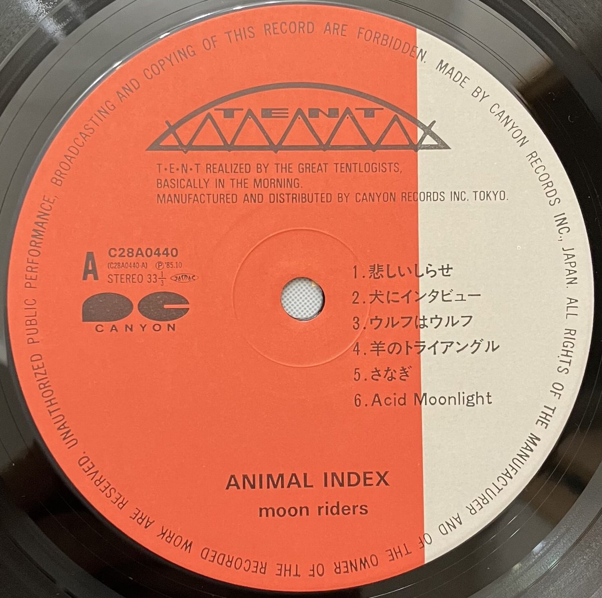 Moonriders - Animal Index [LP][T.E.N.T] (USED)