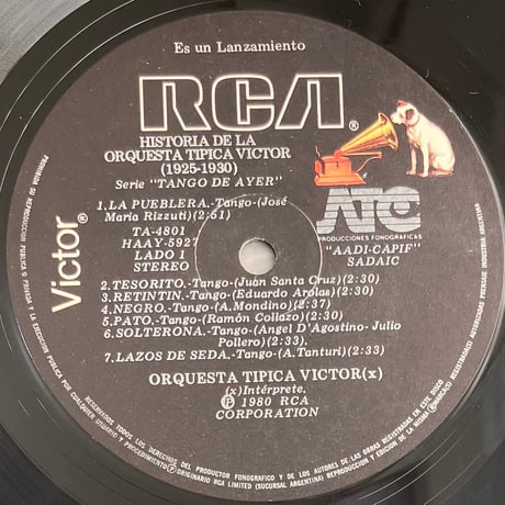 Orquesta Tipica Victor - Historia De La Orquesta Tipica Victor (1925-1930) [LP] (USED)