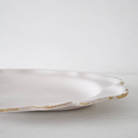 白釉 Moustiers オーヴァル大皿(J) ×印 w39cm