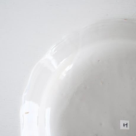 白釉 花リム深皿大皿(H) Φ31cm