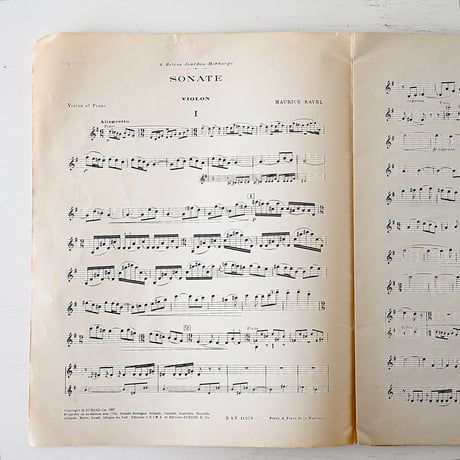 1927年 MAURICE RAVEL "SONATE" 楽譜