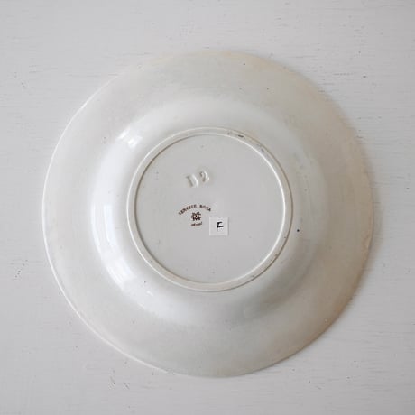 Creil et Montereau 茶色いトランスファー柄ROSE深皿(F)