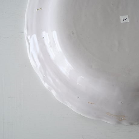 白釉 花リム大皿(L)  Φ32cm ※ダメージあり